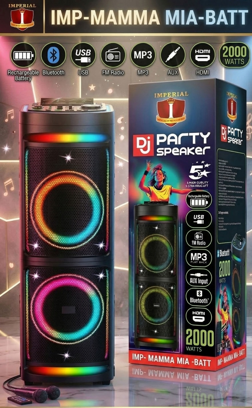 IMPERIAL -- MAMMA MIA -- BATTERY CHARGED & ULTIMATE SOUND -- PANASONIC FACTORY -- BEST PARTY SPEAKER